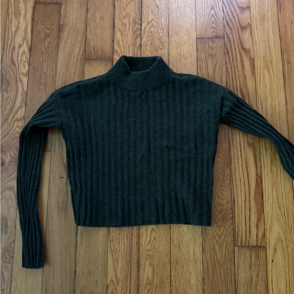 Madewell Dark Green Ribbed Turtleneck Sweater
